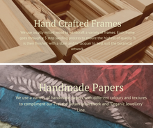 Pressed Wishes uses a variety of handmade papers and creates their own solid wood frames