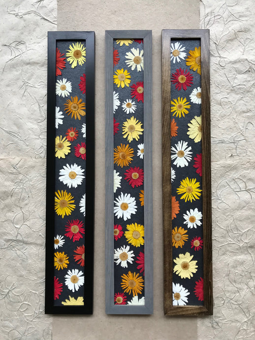 THE SKINNY Crazy Daisy set of 3 with black grey and walnut frame; color pop