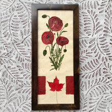 pressed red poppy framed artwork with canadian flag | Pressed flower art