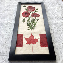 Canadian flag and flanders red poppy home decor | Pressed Flower Art