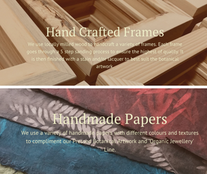 Canadian locally milled wood and handmade papers are used to accent the artwork and home decor of Canadian Artisans, PRESSED WISHES - James and Melissa Puchinger