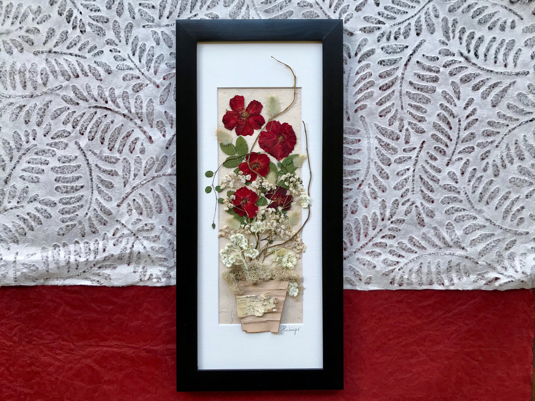 Real Pressed Flower Rose Bouquet Framed Picture Home Decor by Pressed Wishes