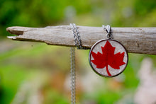 Red Maple Leaf Necklace on Silver Stainless Steel - Organic Jewelry, Nature's Wearable Art by Pressed Wishes