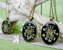 Real Pressed Queen Annes Lace Pendants - Bronze Metal by Pressed Wishes