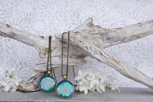 Wedding Jewelry Inspiration - Teal Floral Resin Jewelry by Pressed Wishes with Real Queen Annes Lace 
