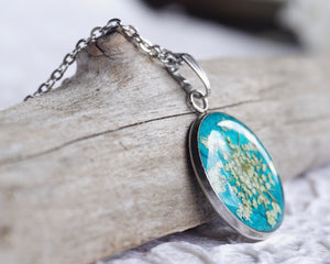Floral Resin Jewelry Necklace by Pressed Wishes - Real Preserved White Flower Necklace by Pressed Wishes