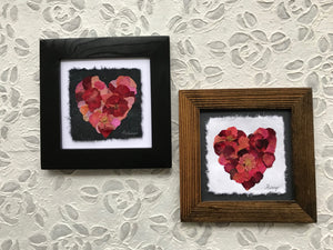 dried flower art; pressed rose mosaic framed artwork; pressed botanical artwork