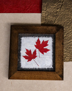 Rustic home decor with a real pressed maple leaf