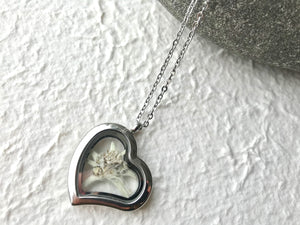 Edelweiss Heart Locket - Silver