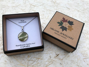 pressed fern pendant; floriography the language of flowers; confidence & health