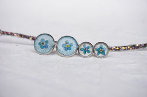 real pressed forget me not earring studs - available now as mini stud