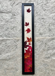 THE SKINNY Red maple leaf framed artwork with black frame; handcrafted in canada