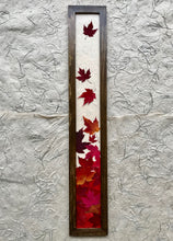 THE SKINNY Red maple leaf framed artwork with walnut frame; handcrafted in canada
