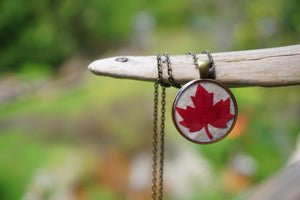 Real Dried Maple Leaf Resin Pendant Necklace - Canadian Souvenir handmade in Canada - Real Leaf jewelry by Pressed Wishes 