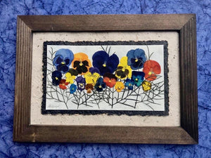 Real pressed pansy home decor framed artwork by Pressed Wishes, Canadian artist
