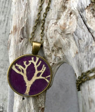 'Tree of Life' Lichen Purple Handmade Pendant by Canadian Maker, Pressed Wishes