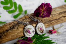 Real Pressed Rose Bud Necklace Pendant with Silver Stainless Steel by Pressed Wishes